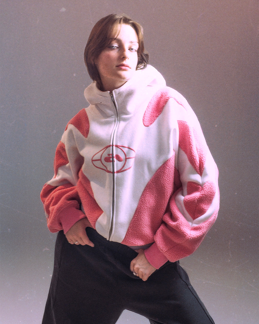 0 PINK WHITE HOODIE