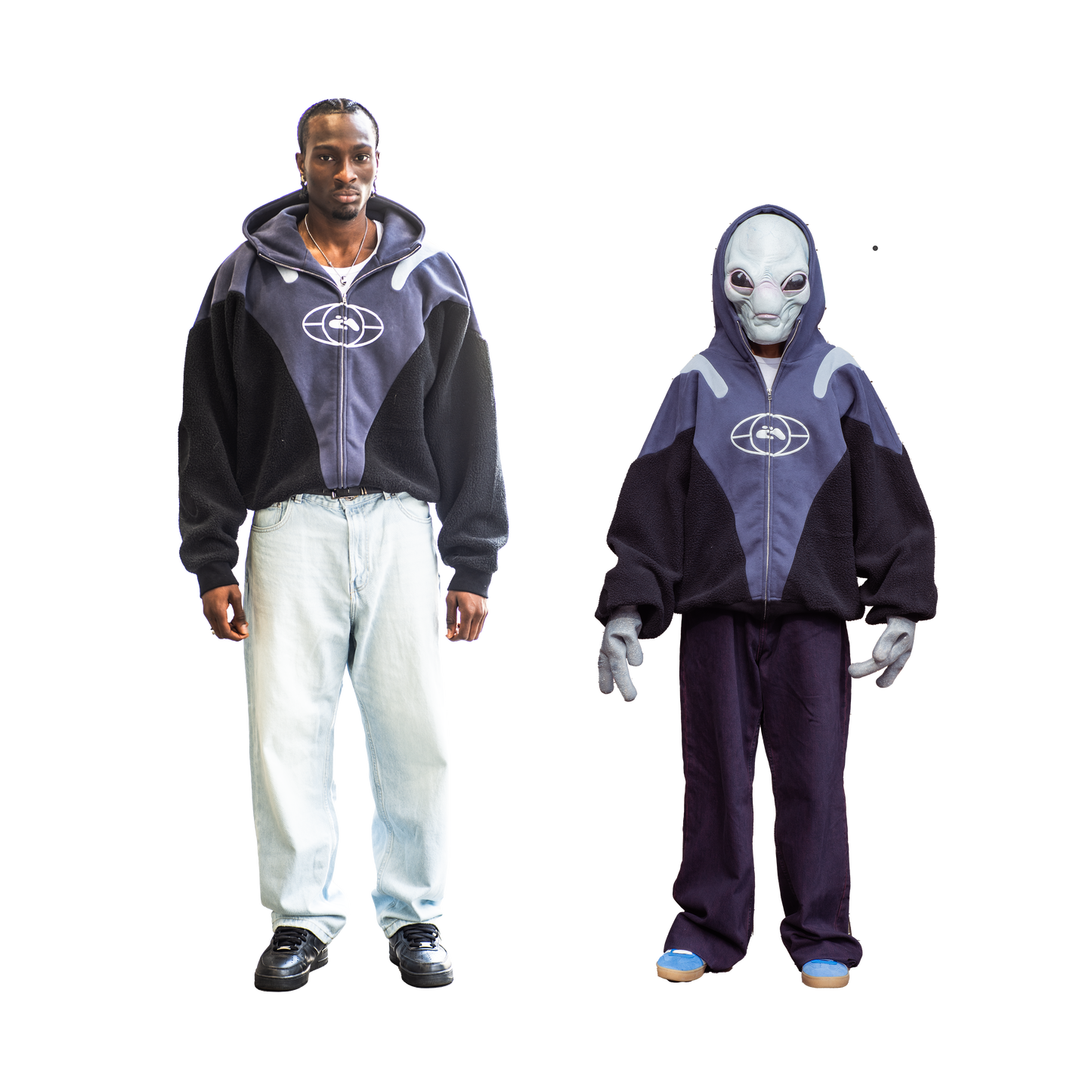 2 NAVY JERSEY / FLEECE HOODIE