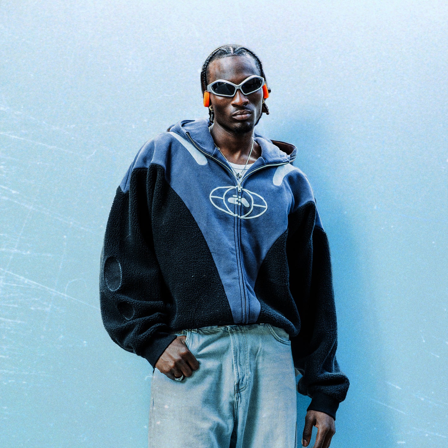 2 NAVY JERSEY / FLEECE HOODIE