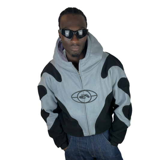 0 GREY BLACK HOODIE